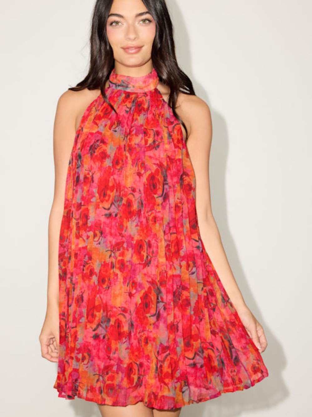 Lulus Anne Red Multi Floral Shift Mini Dress - Size XS
